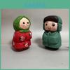 Ручная работа Деревянная фигурка Для дома Офиса Милый Стиль Мальчик и Девочка