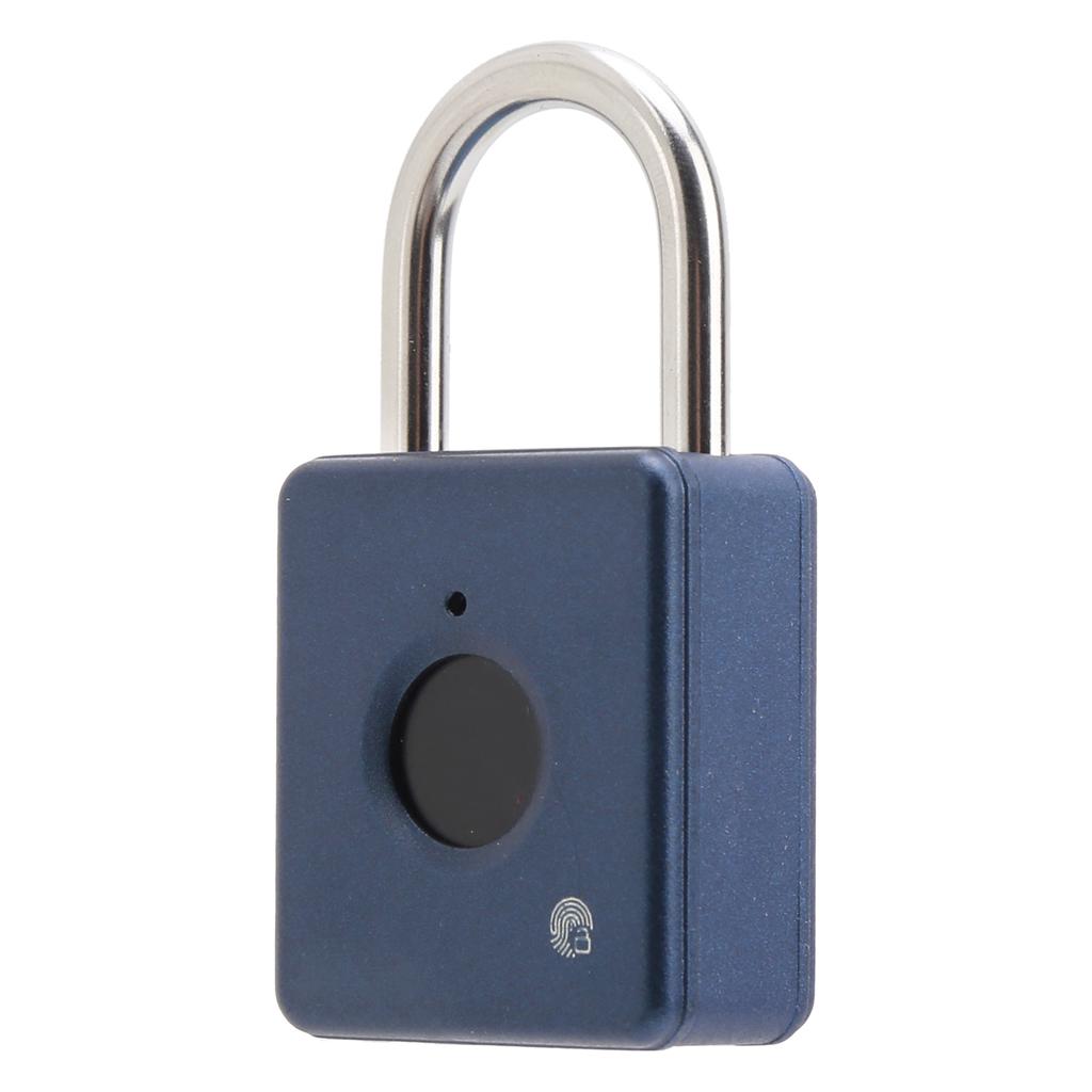 Fingerprint Padlock AntiTheft Intelligent Keyless for Cabinet Student Dormitory Warehouse(Blue )