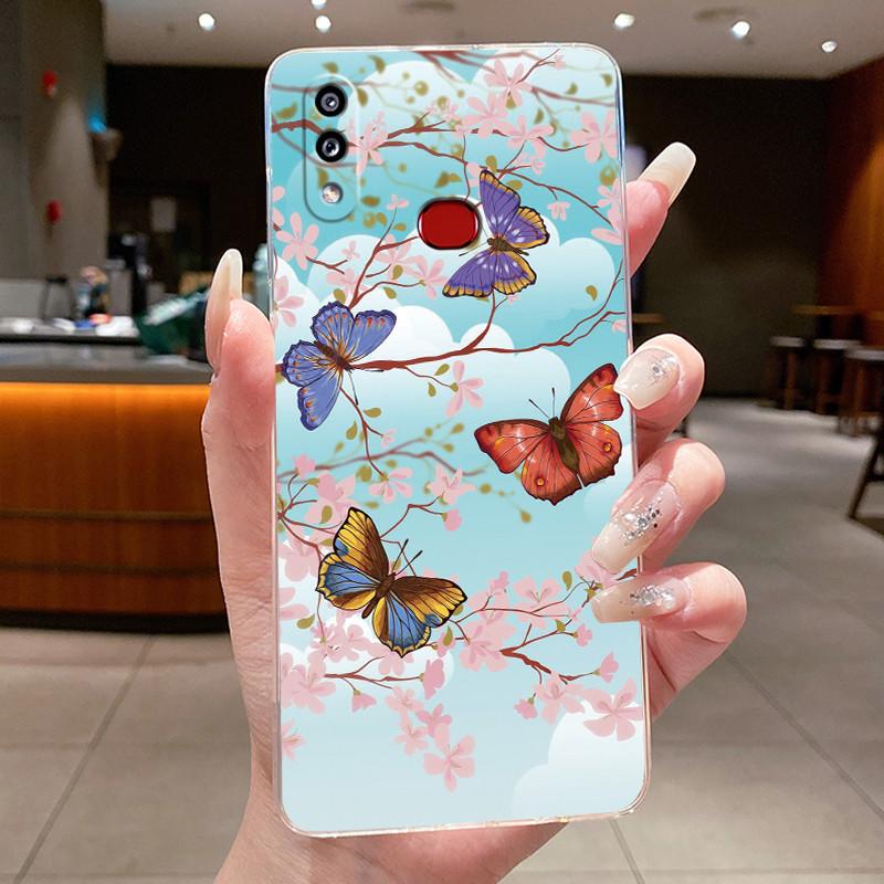 Case For Samsung A10s M01s Clear Silicone Fashion Butterfly Flower Soft Back Cover For Samsung Galaxy A10s Protective Phone Case