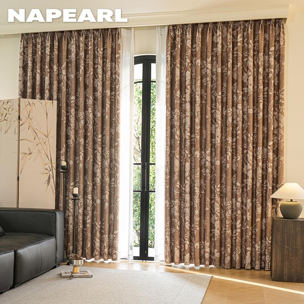 1 шт. NAPEARL Французские нежные шторы с принтом, 70-80% затемнение, для спальни, гостиной, окна, для домашнего декора