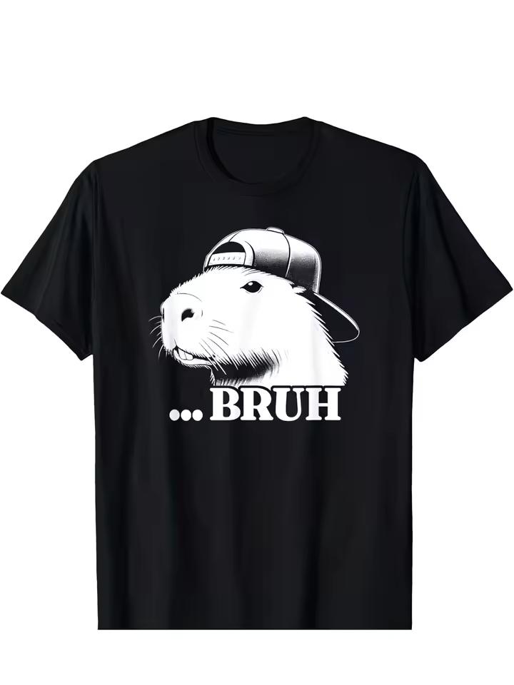 Men'S Funny Capybara BRUH Graphic T Shirt Cotton Tee Women Streetwear Oversized Loose Summer Novelty Casual Trendy Ironic Humor