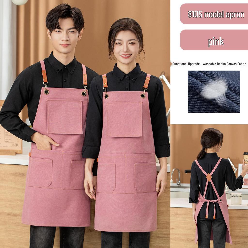 Premium Waterproof Canvas Apron for Catering, Baristas, Baking, Milk Tea Shops - Custom Logo Workwear