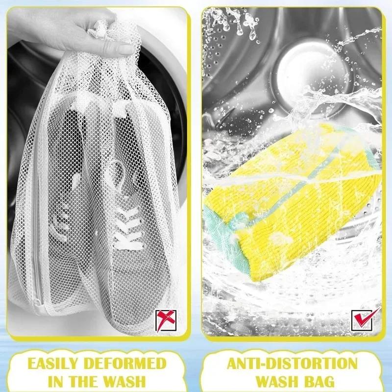 Laundry Bags Shoe Washing Machine Bag-with Zipper Laundry Bag with Rich Fluff Inside,Perfect for Sneakers with Shoe Brush