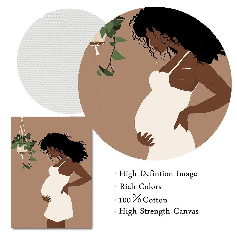 Абстрактная Мать и Сын Принт Черный Африканский Женский Плакат Беременная Богемная Настенная Картина на Холсте