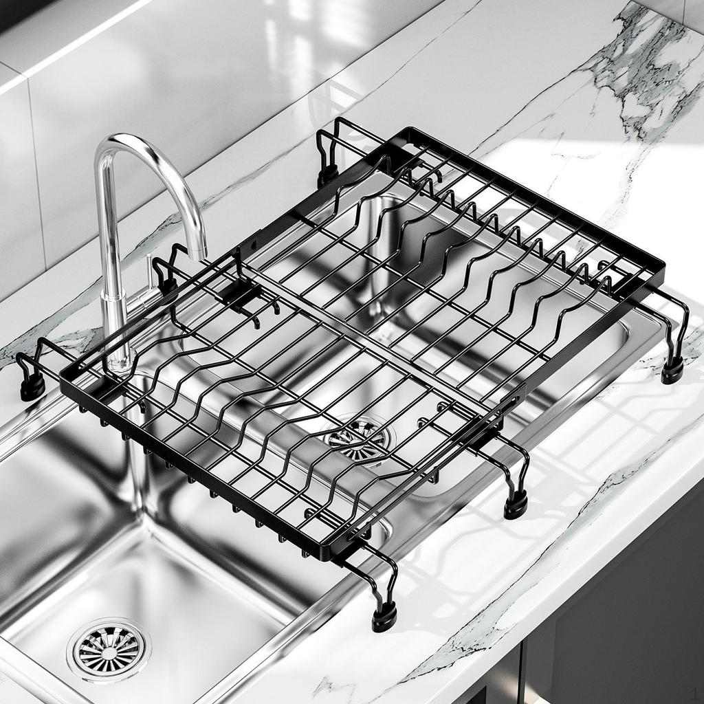 Sink Dish Drainer Bowl Organizer,Adjustable Multifunctional Rest Movable Storage Rack