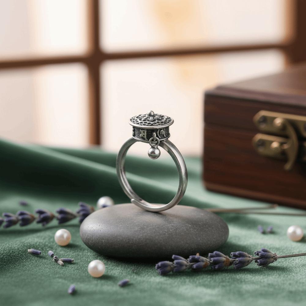 Rotatable Spinner Ring Open Fortune Wealth Ring Retro Traditional Fidget Jewelry Gift