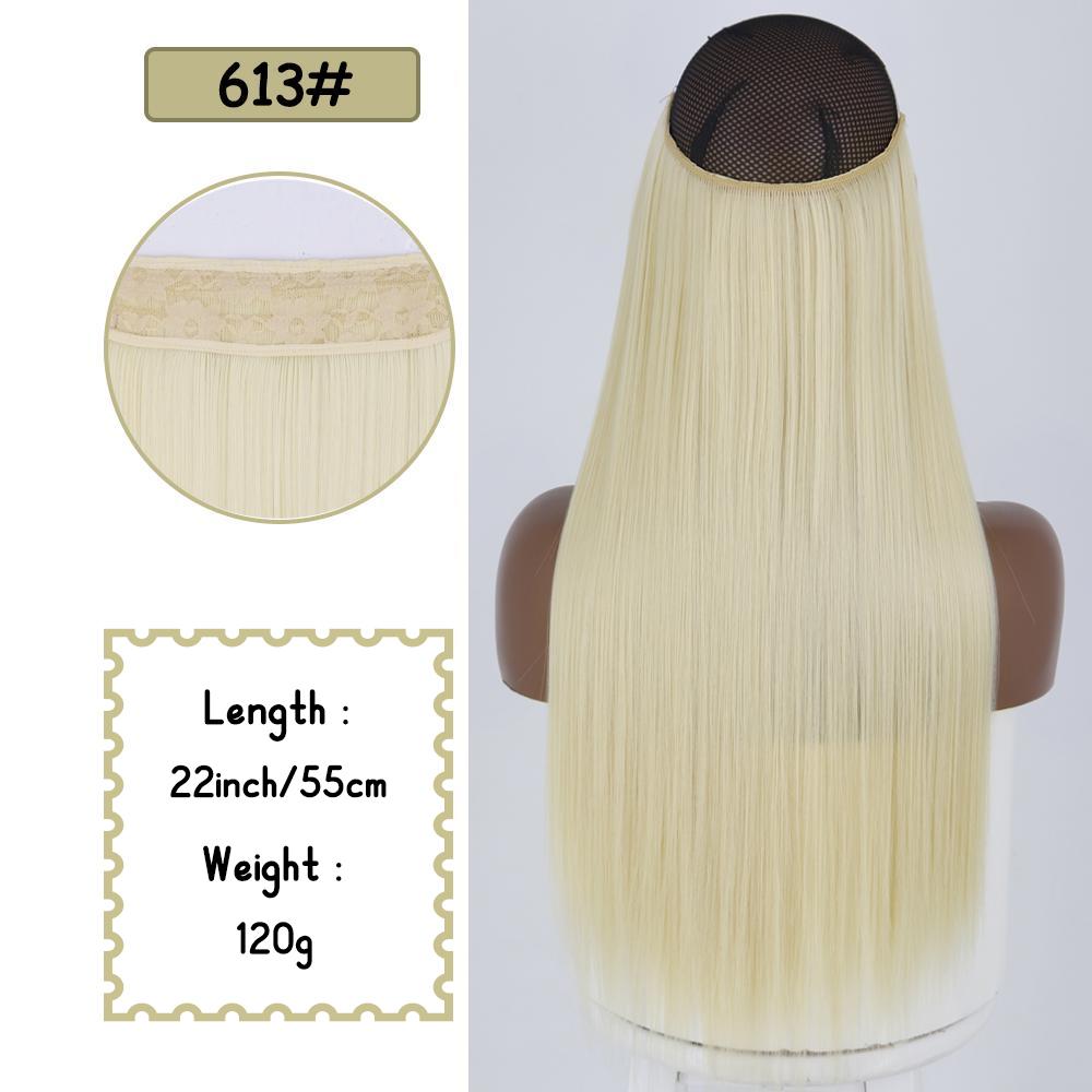 Синтетические длинные прямые невидимые накладные пряди для волос с секретной прозрачной леской для волос для женщин без зажима для волос
