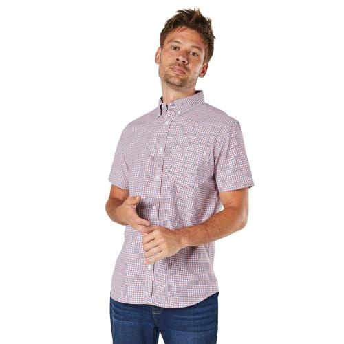 Maine Mens Wall Checked Short-Sleeved Shirt