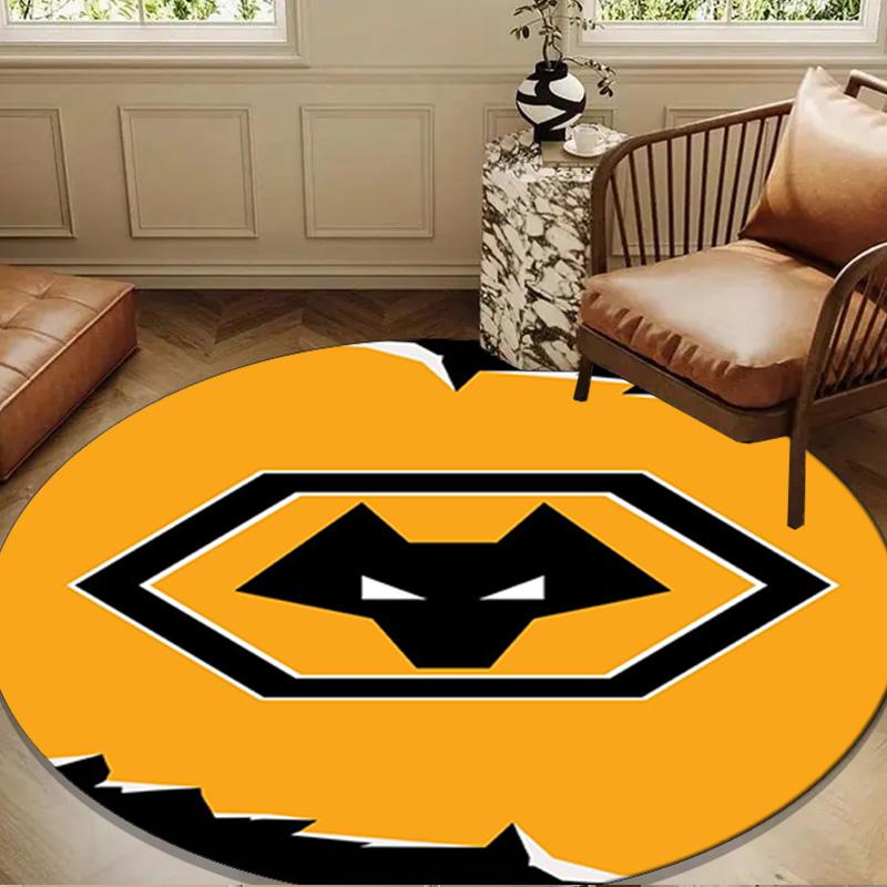 1PC rug Wolves Football Club Emblem Round mat Home Decor, Chair rug For livingroom,Bedroom, doormat home decor Birthday Gift Christmas Gifts