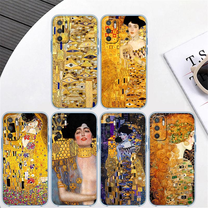 QE14 Gustav Klimt Transparent Phone Case for Motorola Moto G7 G8 G9 G84 G85 G73 G24 G15 Z2 Play Power Plus