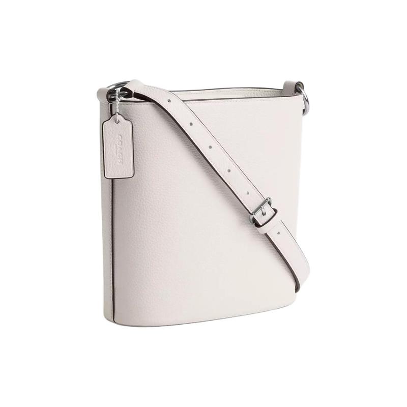 COACH shoulder bag Sophie 22 Adjustable Strap with Magnetic Snap Buckle Fine Pebbled Leather Bucket Crossbody Small Women's Silver with Chalk