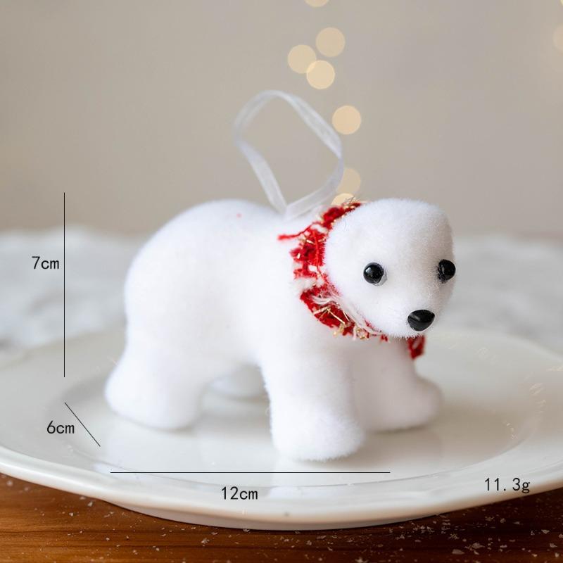 Mini Christmas Bear Pendant White Plush Cute Bear Ornaments Cute Animal Polar Bear Christmas Tree Decora New Year 2026 Kid Gifts