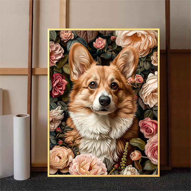 5d DIY Алмазная картина вышивка крестом милые животные питомец корги цветы алмазная вышивка мозаика полный круглый дрель домашний декор
