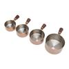4pcs Stainless Steel Measuring Cup Stackable Condiment Cups Dipping Sauce Cups with Short Wooden Handle for Coffee