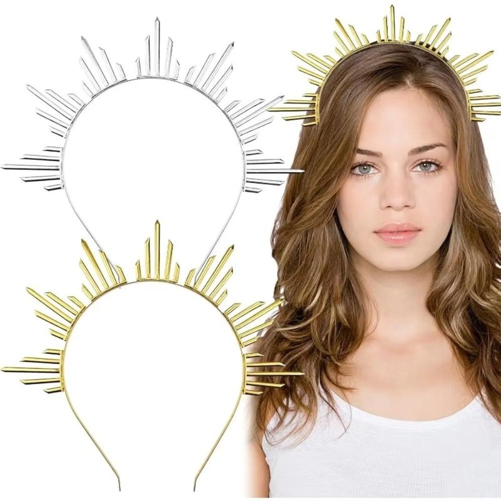 Lolita Spiked Headpiece Gothic Renaissance Cosplay Headband Women Halo Sun Crown  Birthday Party