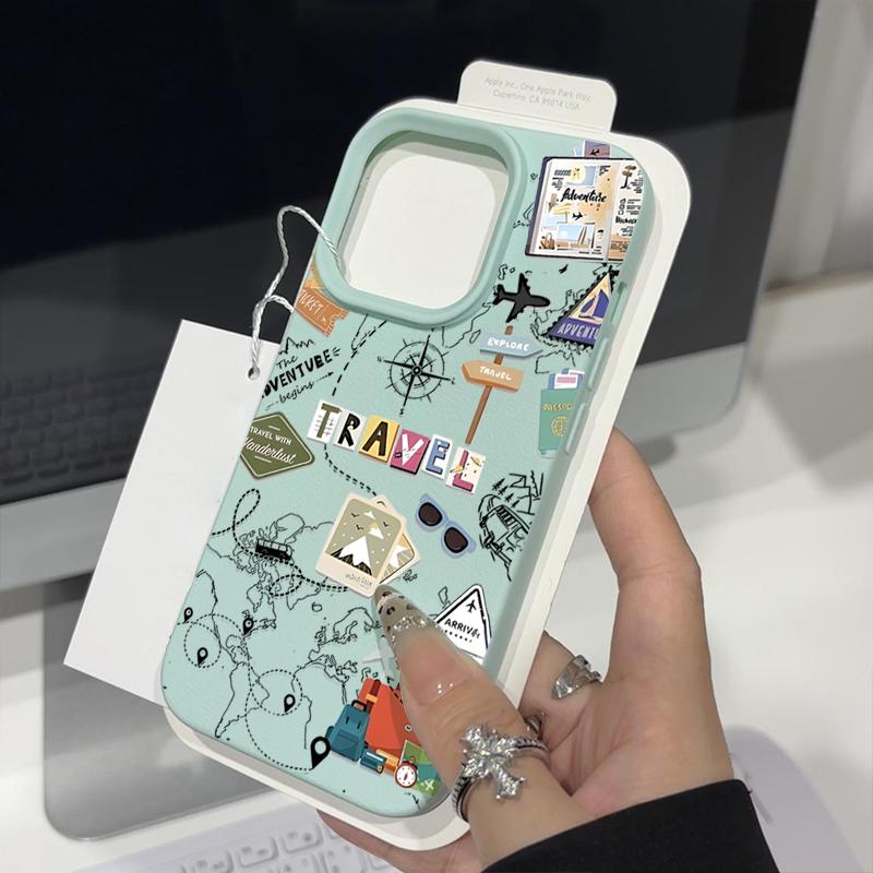 Чехол для iPhone 16 15 Pro Max 14 Pro 13 12 11 с рисунком дорожного знака, текстурой кожи из ТПУ, мягкий, матовый, противоударный, тонкий чехол для телефона