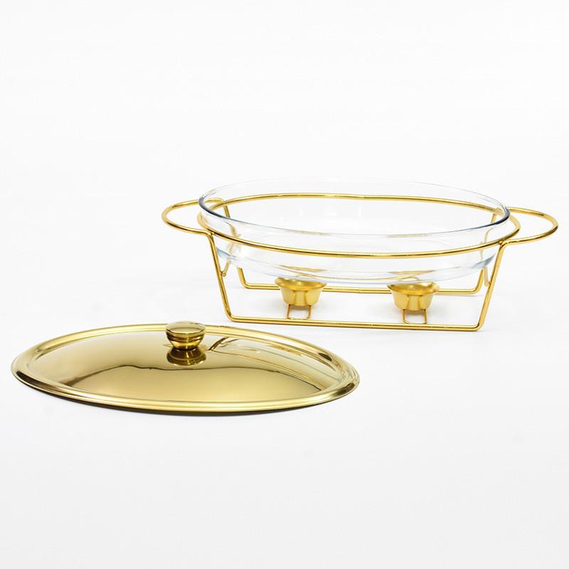 3 л Большая вместимость Яйцевидная стеклянная буфетная плита Ресторан Отель Контейнер для подогрева пищи Железное искусство Спиртовая плита для хот-пота