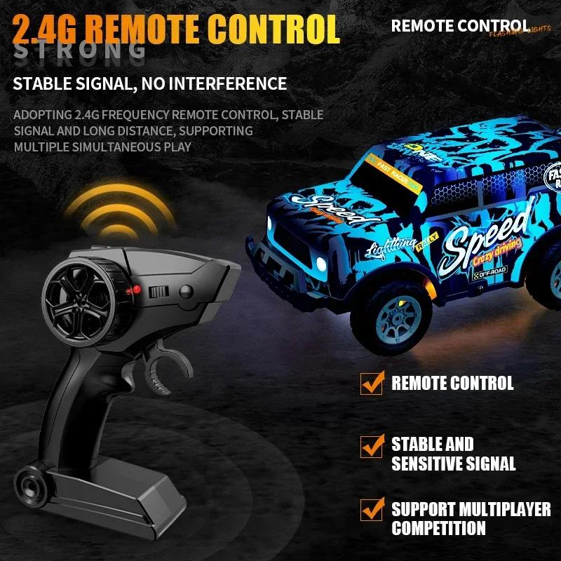 2.4G Rc Sports Pickup Drift Car Lights Remote Control High Speed Climbing Off-Road Pvc Racing Vehicle Kids Toys Boys Christmas