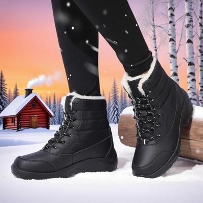 Зимние женские сноубутсы, теплые, на меху, водонепроницаемые, нескользящие, ботинки до середины икры, модная уличная обувь для катания на лыжах и ходьбы для женщин