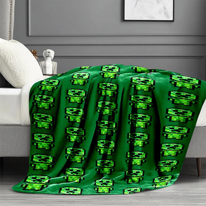 Minecraft Print Blanket - Soft & Comfortable, for Bedroom, Travel, Sofa, Home Decoration - Birthday Christmas Gift for Friend