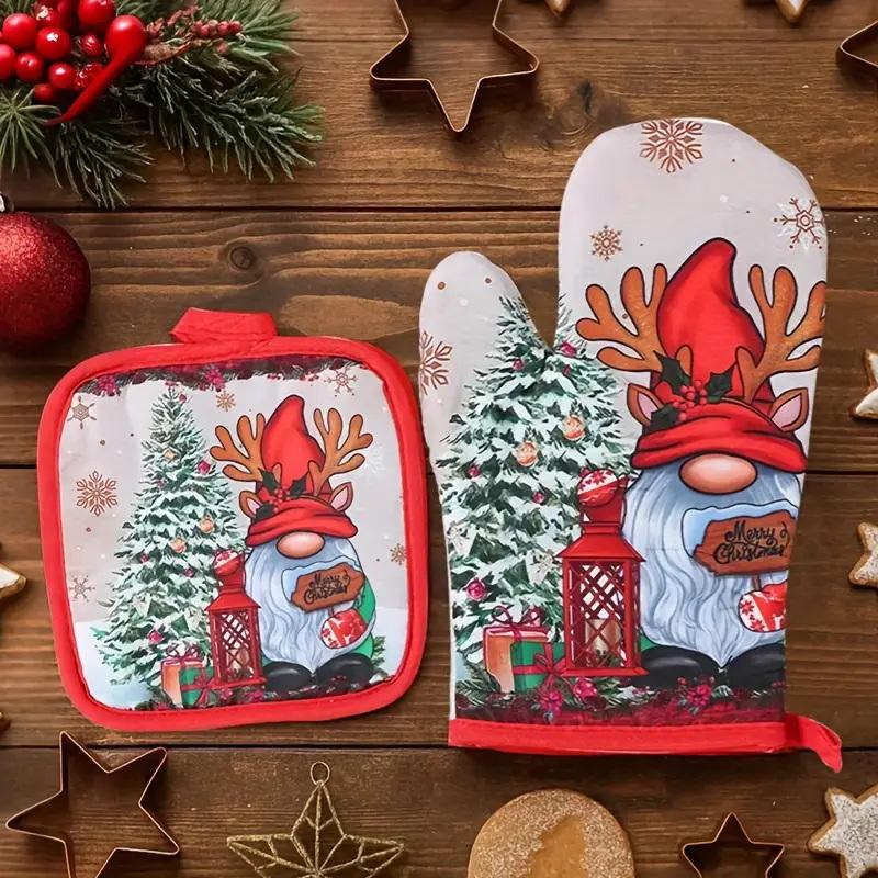 Рождественские прихватки Санта-Клаус Снеговик Колокольчик Узор Изолированные Перчатки Декоративный Подарок Дом Кухня Рождественское Украшение