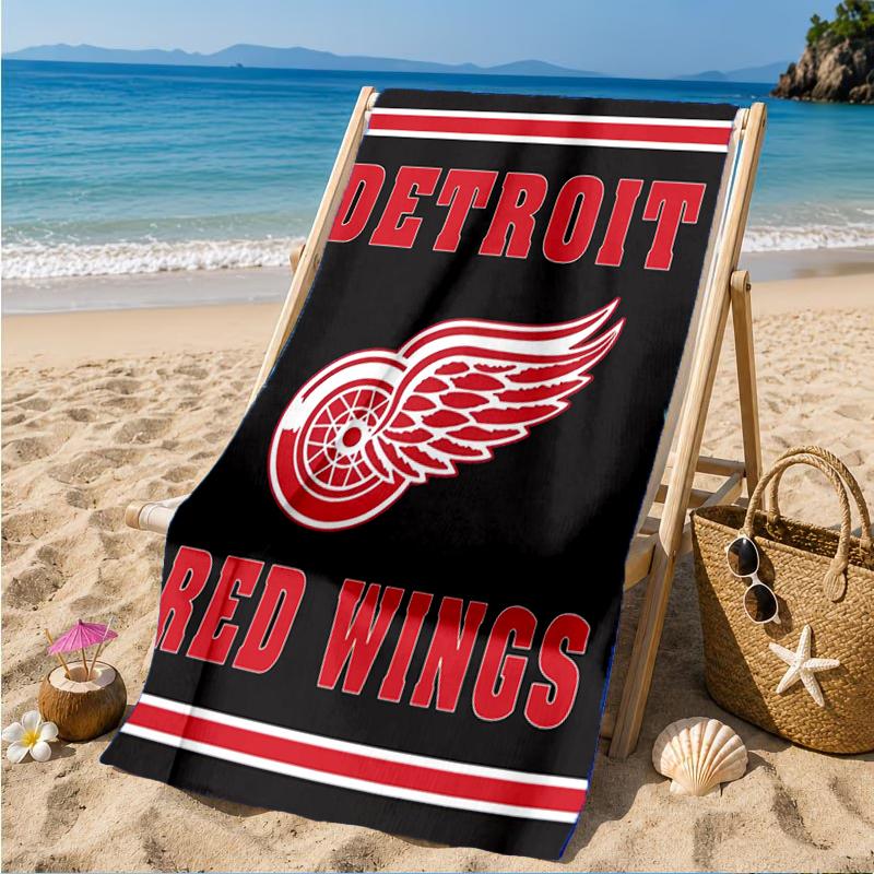 Red Wings Logo Beach Towel, Super Soft Microfiber, Perfect Gift for Her/Him, Birthday, for Pool, Beach, Travel, Decor Beach Party