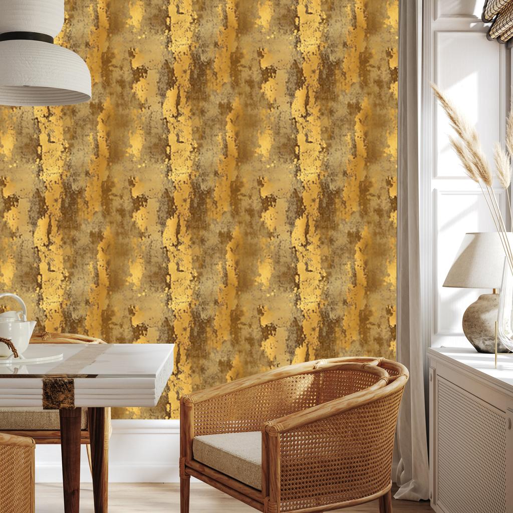 Aged Gold Wallpaper Gold, Ochre and Cream for Living Room and Bedroom 50x1000