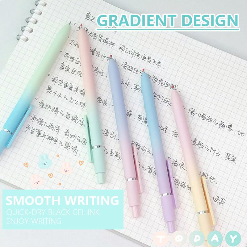 5 Pcs/Set Aurora Gradient Colour Gel Pens 0.5Mm Black Quick Dry Smooth Gel Ink Pen For School Student Writing Stationery