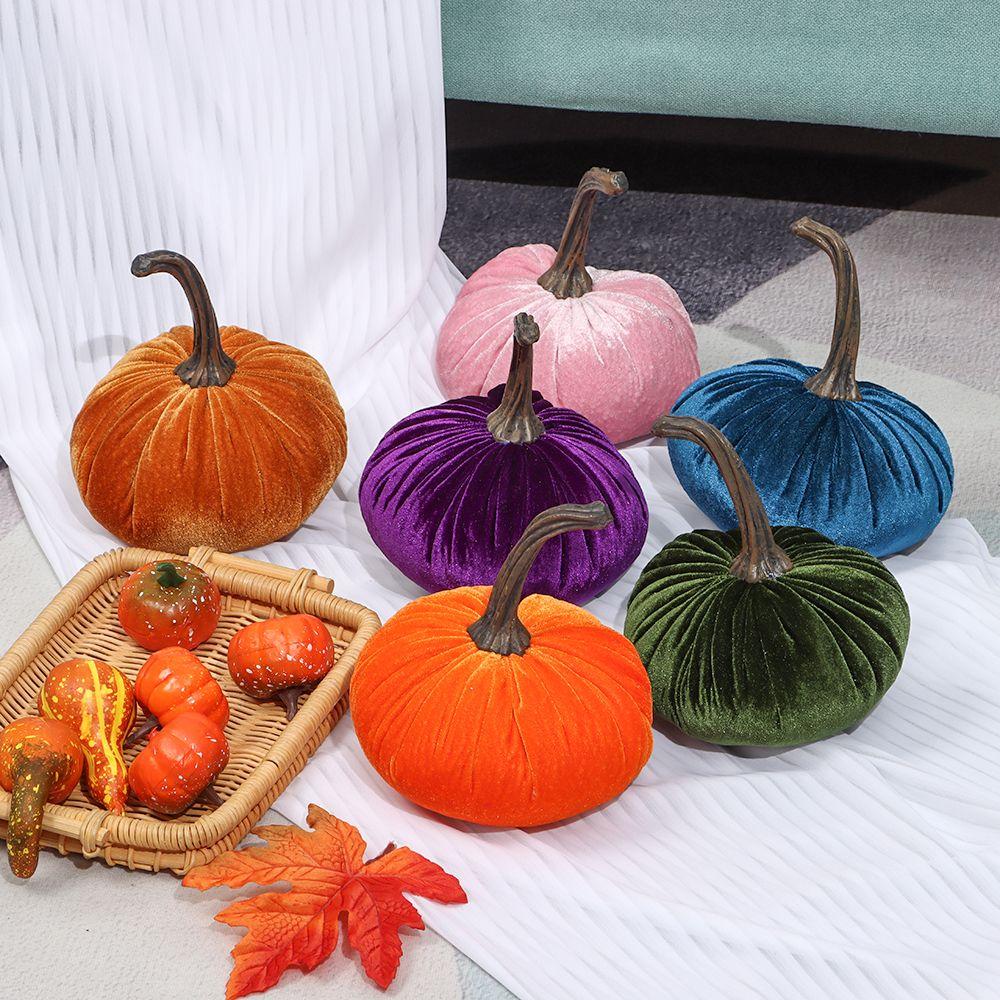 Cute Handmade Exquisite Soft Stuffed Pumpki Pumpkins Decor Plush Throw Pillows Velvet Pillow
