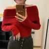 Office Lady Streetwear Womens Clothes Autumn Winter Sexy Y2K Sweater Korean Fashion Knitted Tops Solid Color Pullover 29897