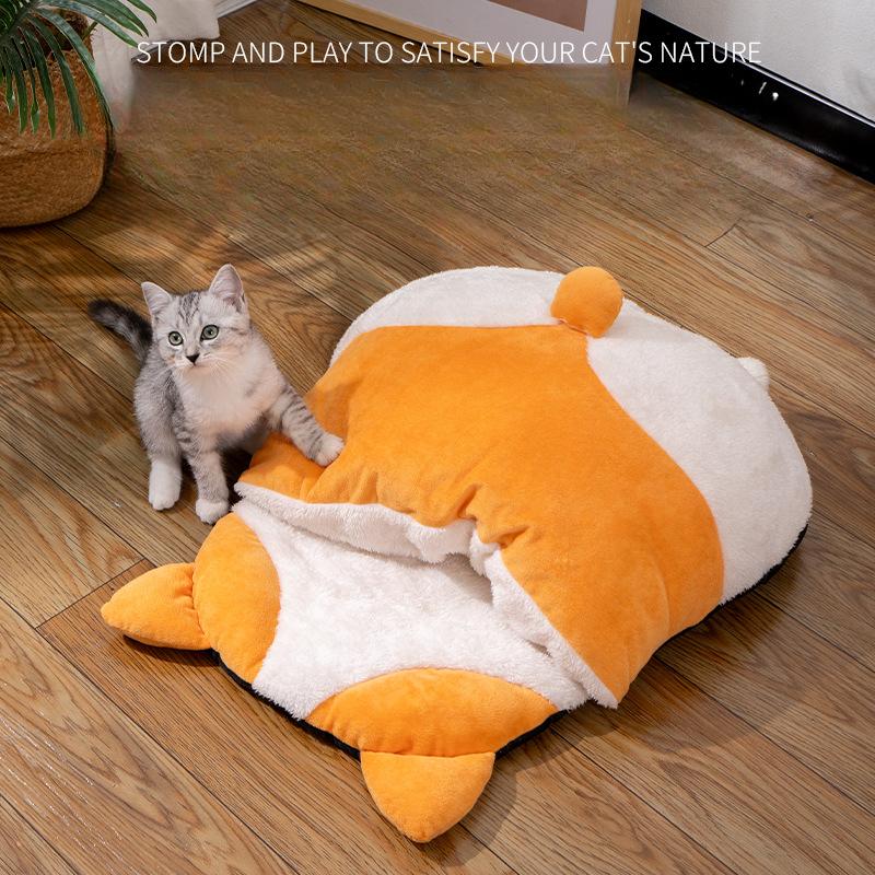 Спальный мешок для кошек, теплый зимой, полузакрытая кровать для кошек, спальный коврик, будка для кошек, будка для кошек, всесезонная универсальная будка для домашних животных