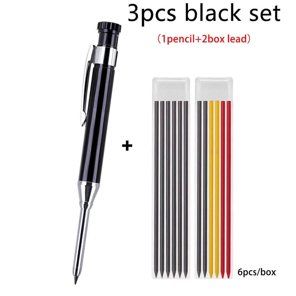 Long Head Nib Deep Hole Woodworking Metal Solid Carpenter Mechanical Pencil Set with Sharpener Construction Marking Scriber Tool