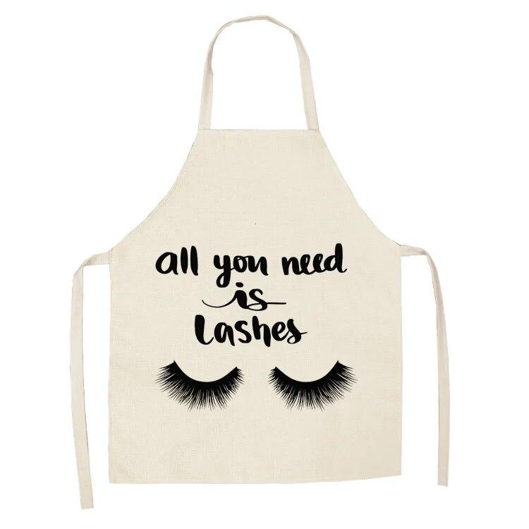Одежда для шеф-повара, льняной нагрудник для взрослых, фартук с принтом ресниц, чистый художественный фартук без рукавов, кухонный фартук для домашней кулинарии