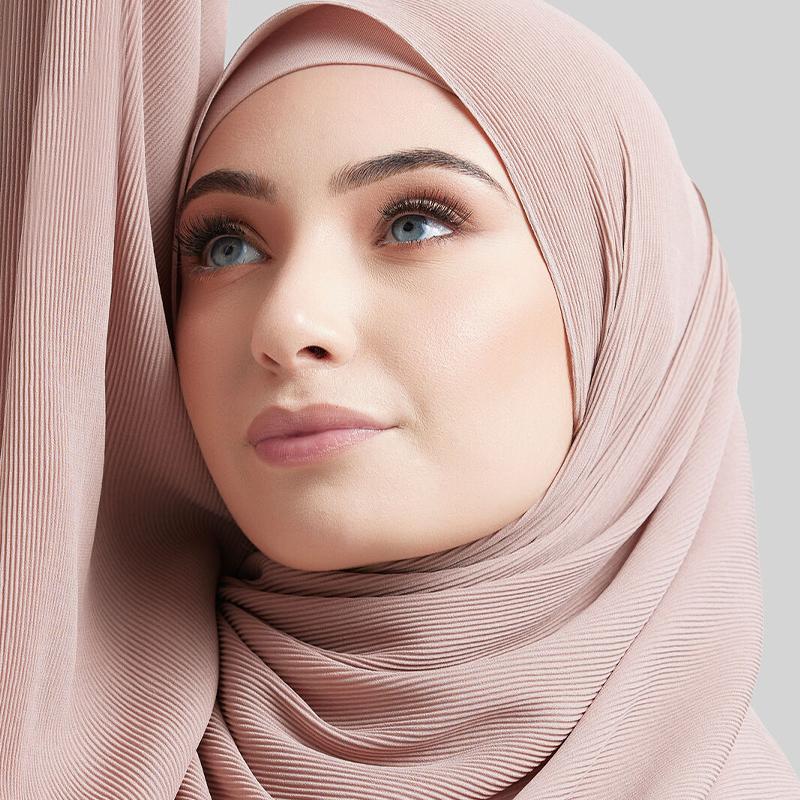 Мусульманский жемчужный шифоновый хиджаб высокого качества, мини-плиссированный шифоновый хиджаб, мусульманский шарф для женщин, шарф-хиджаб