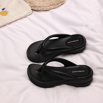 Женские летние модные шлепанцы на толстой подошве, увеличивающие рост, нескользящие, с перемычкой для пальцев, на среднем каблуке, для пляжа и улицы