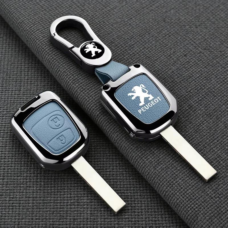 Fashion Leather Car Remote Key Case Cover Protector Shell For Peugeot 106 107 206 207 306 307 406 407 Accessories Keychain