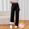 Women's Casual Wide Leg Pants, Lamb Fleece Leggings, Women's Winter with Added Fleece and Thickened Outer High Waisted One-piece Pants, Warm Pants