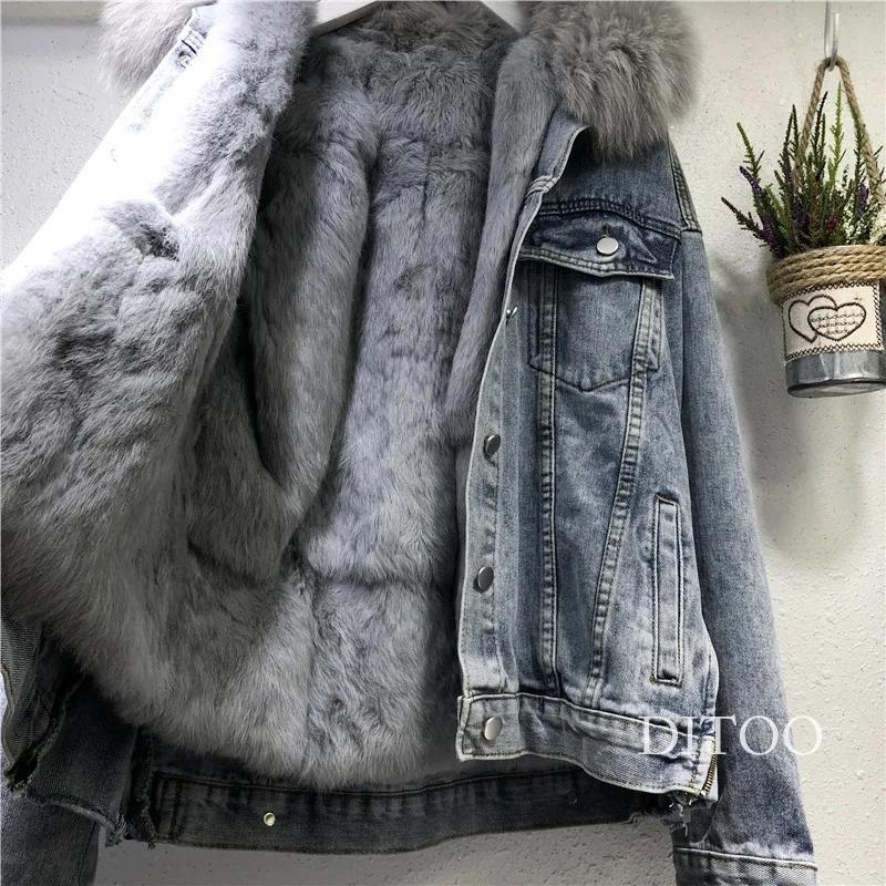 Women Warm Denim Coat Single Breasted Button Jackets Fleece Patchwork Cardigan Pockets Outerwear Casual Warm Solid Loose Fit