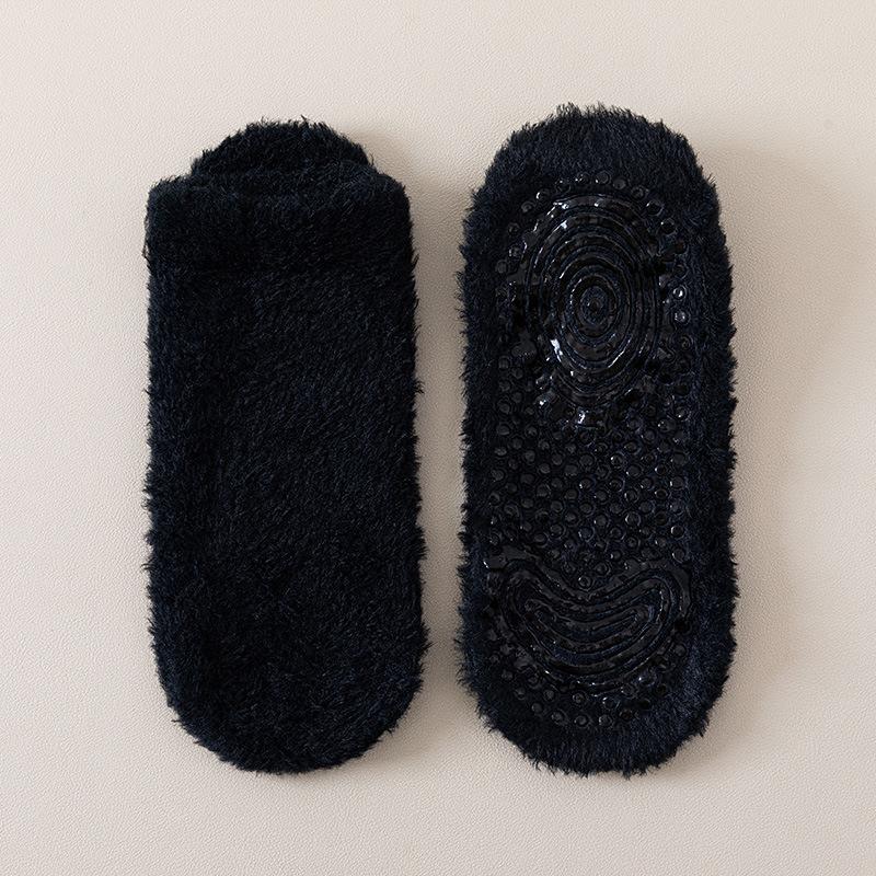 Низкие нескользящие носки для пола, носки из кораллового флиса, женские осенне-зимние утолщенные теплые короткие носки из флиса, домашние носки для сна, носки-лодочки