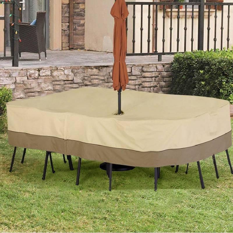 Durable 190t Silver-coated Oxford Fabric Garden Furniture Dust Cover Beige And Coffee Color