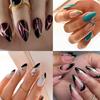 24pcs Nail Tips Manicure Press On Nails Diy False Nails Long Almond Foil Wavy Leaf French