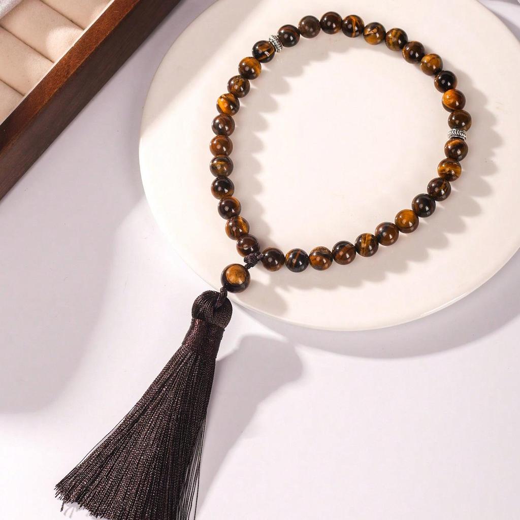 Космическое Парусное Плаванье Браслет из Натурального Кристалла с Бусинами для Молитвы из Африканской Сосны - 33 Бусины Дизайн Двойного Охвата