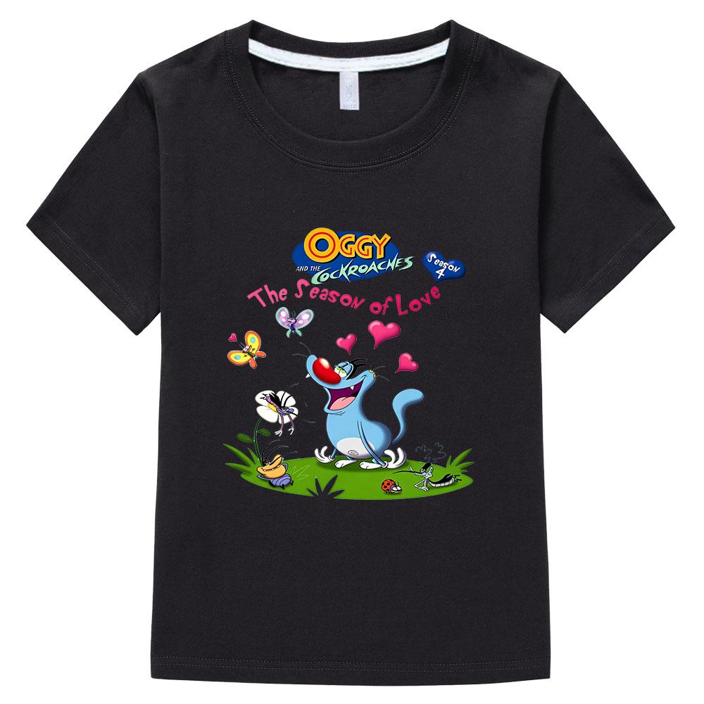 Children's T-Shirt Oggy and The Cockroaches 100% Cotton Cartoon Print Retro Tee Cute Kids Casual O-Neck Short Sleeve Summer Wear