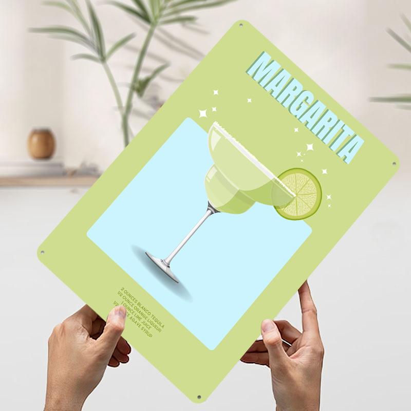 Margarita Cocktail Poster Customized Wall Art Vintage Metal Signs Retro Tin Plaque for Man Cave Aesthetic Decoration Room Decor
