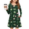 Christmas Day Girls' Long Sleeve Dress - Color Pocket Dress