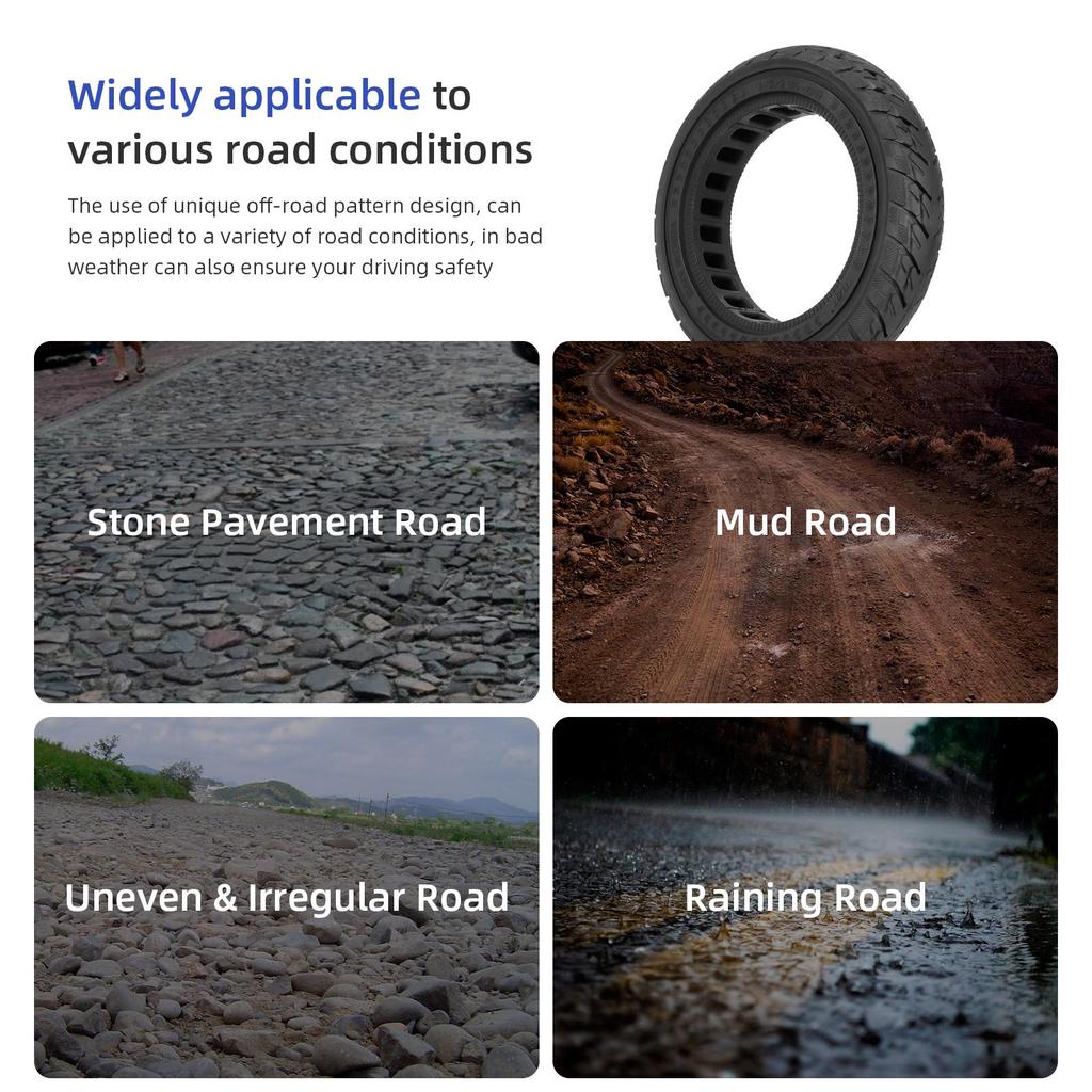 Черный Ulip 8.5*2(50-134) внедорожная цельная шина для самокатов VSETT 9 & 9+ / ZERO 9 / Inokim Light 2