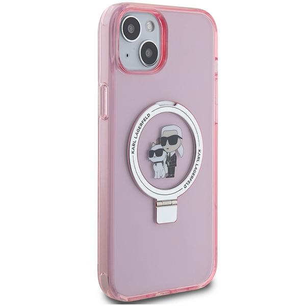 Karl Lagerfeld Klhmp15Mhmrskcp iPhone 15 Plus / 14 Plus 6.7 Розовый/Pink Жесткий чехол С кольцом-подставкой Karl&Choupettte Magsafe