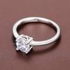 Silver Color Women Rings Solitaire Cubic Zirconia Crystal Elegant Wedding Proposal Rings for Lady Hot Trendy Jewelry Bulk