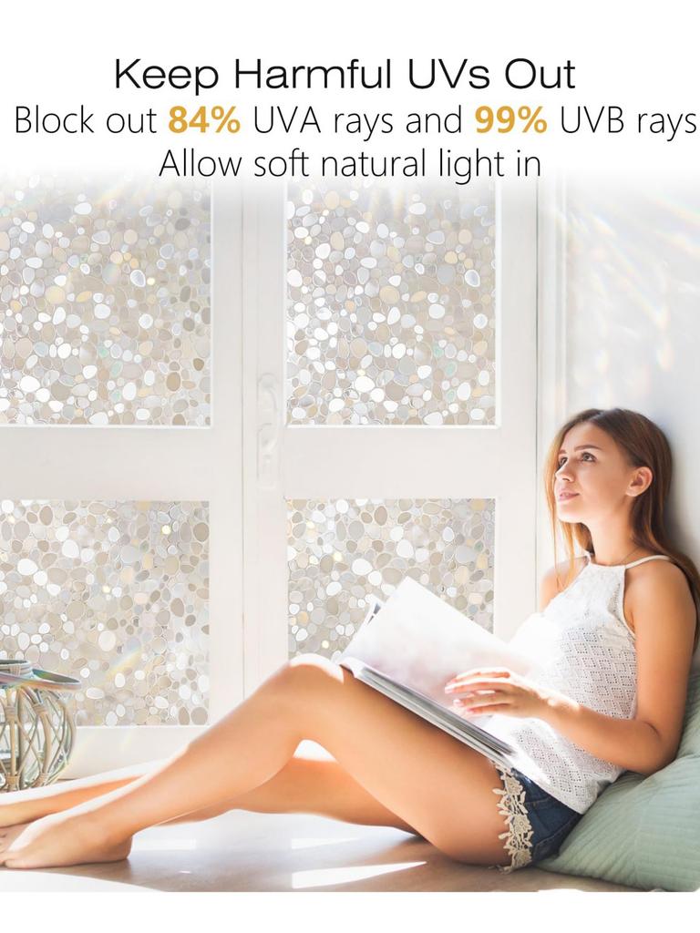 Матовая ПВХ-пленка для защиты окон - статическое прилипание, блокирующее УФ-излучение, радужная голографическая пленка для стеклянных дверей домашнего офиса