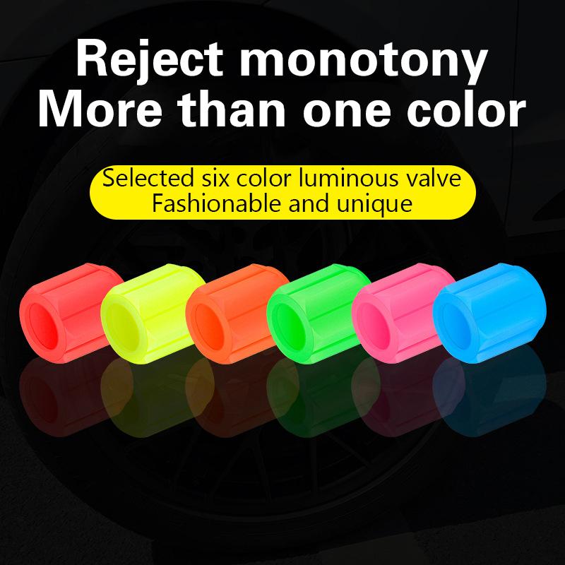 Luminous Tire Valve Caps For Car Motorcycle Bike Wheel Hub Styling Tool Glow In Dark Valve Stem Air Dust Rim Cover Accessory